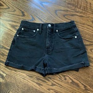 High-Waisted Black Denim Shorts